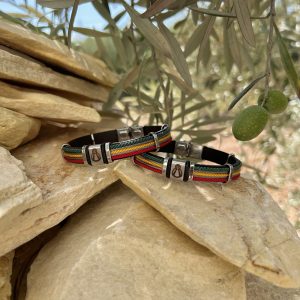 Pulsera cuero y acero “Bandera Virgen de la Sierra”